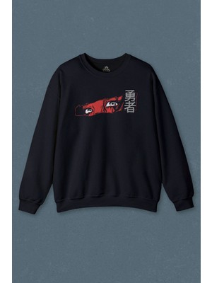 So Cool Lacivert Sweatshirt Anime Eyes Japanese Göz Japonca Urban Street Baskılı Unisex Sweat