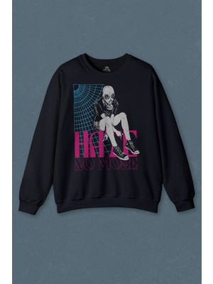 So Cool Lacivert Sweatshirt Hate No More 2k 22 Acid Street Culture Urban Baskılı Unisex Sweat