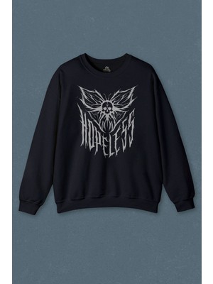 So Cool Lacivert Sweatshirt Hopeless Gothic Umutsuz Black Karanlık Baskılı Unisex Sweat
