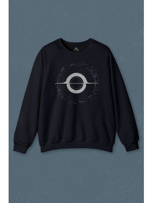 So Cool Lacivert Sweatshirt Kara Delik Uzay Zaman Galaksi Karadelik Baskılı Unisex Sweet
