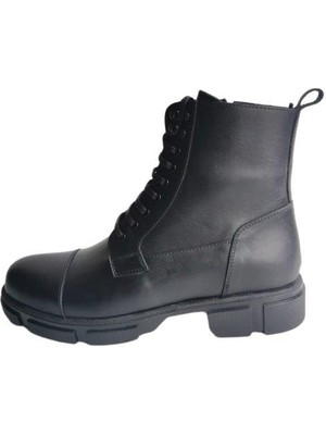 Güvener Siyah Erkek Postal Bot Deri Yüksek Topuklu Platform Özellikli Modern Tasarım