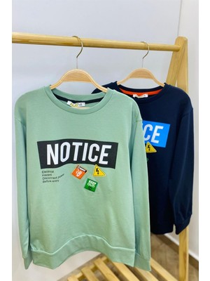 Alg Erkek Çocuk Notice Baskılı Şardonlu Sweatshirt 424468 Çağla Yeşili