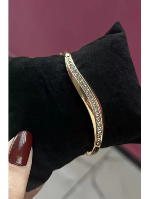 Efna Store Rose Gold Renk Taşlı Çelik Kelepçe Bileklik