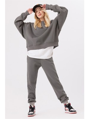 Gothamvibes Kadın Vibe Oversize Antrasit Sweatshirt