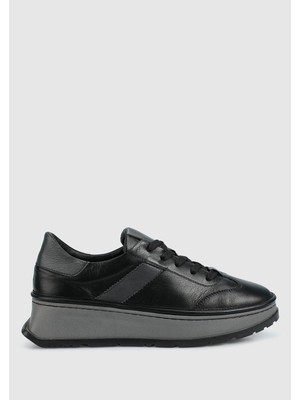 ProvoQ Siyah Deri Kadın Sneaker