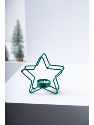 FH finehome Relly Yıldız Tealight Mumluk Yeşil