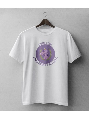 Buzagi Komik Unicorn Oversize Kalıp Dijital Baskılı Beyaz Tişört