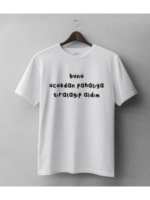 Buzagi Ucuzdan Pahalıya Komik Oversize Kalıp Dijital Baskılı Beyaz Tişört