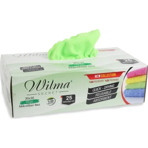 Wilma Secret Mikrofiber Temizlik Bezi Kutulu 25 Adet – Yeniden Kullanılabilir Mikrofiber Bezler 30X30CM 180GSM – Araç, Mutfak, Banyo, Ofis, Toz Bezi – Hav Tüy Bırakmaz