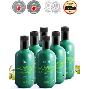 Premium Organik Ödüllü Zeytinyağı Natürel Sızma Erken Hasat Soğuk Sıkım 500 ML X 6 Adet