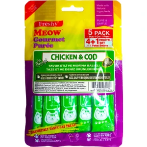 Gourmet Krema Kedi Ödülü, Tavuklu ve Morina Balıklı, Tahılsız, 5 Tüp Içeren 60 gramlık Paket