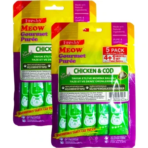 Gourmet Krema Kedi Ödülü, Tavuklu ve Morina Balıklı, Tahılsız, 10 Tüp Içeren 120 gramlık 2'li Set