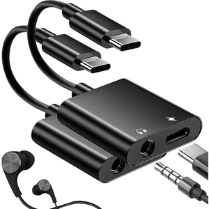 USB C - 3,5mm Kulaklık ve Şarj Adaptörü,(Siyah) (Yurt Dışından)