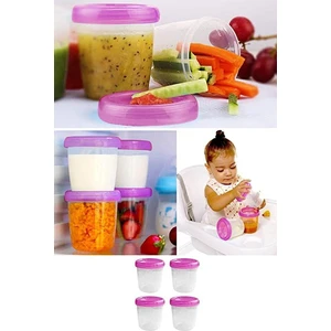4'lü Ölçülü Sızdırmaz Saklama Kabı - Anne Sütü Bebek Beslenme Mama Kabı Seti 4X180 ml