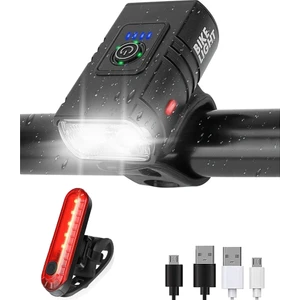 USB Şarj Edilebilir Bisiklet Işık Seti Ön ve Arka, LED Alüminyum Bisiklet Far, Bisiklet Far, Bisiklet Ön Arka Lamba, 1 (Yurt Dışından)