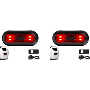 2x LED Kask Işık, Motosiklet Kask Fren Lambası Şarj Edilebilir Bisiklet Arka Kırmızı Güvenlik Uyarı Işığı Gece Sürüş Için (Yurt Dışından)