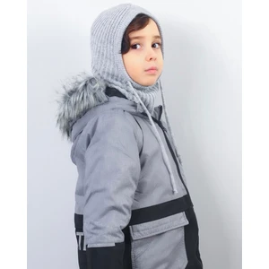 Çocuk Ipli Gri Balaclava Triko Bere / Başlık