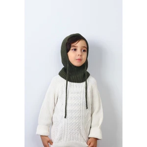 Çocuk Ipli Haki Balaclava Triko Bere / Başlık