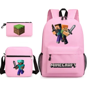 Minecraft Genç Öğrenci Okul Çantası Bilgisayar Dizüstü Sırt Çantası Seyahat Çantası (Yurt Dışından)