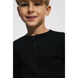 Babokah(Kids Boy) Düğmeli Waffle Uzun Kol Organik T-shirt