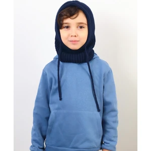 Çocuk Ipli Lacivert Balaclava Triko Bere / Başlık