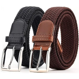 Evet Uygun 2’li Elastik Örgü Kemer Keten Kanvas ve Jeans Pantolon Uyumlu Deliksiz Unisex Kemer