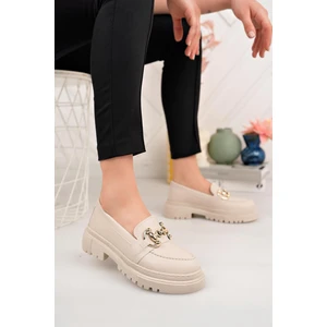 Kadın Loafer Yuvarlak Burun Maskülen Bağcıksız Yüksek Dolgu Taban Oxford Ayakkabı E Siyah Cilt E Siyah Cilt E Siyah Cilt F Nude Cilt