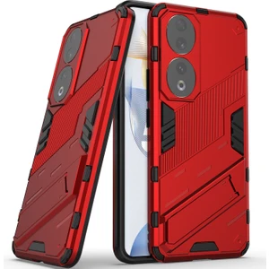 Honor 90 Için Sert Pc Tpu Hibrit Düşme Önleyici Stand Telefon Kılıfı - Kırmızı (Yurt Dışından)