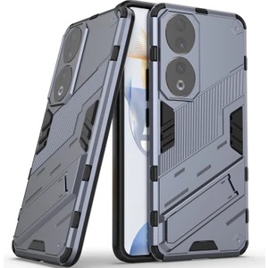 Honor 90 Için Sert Pc Tpu Hibrit Düşme Önleyici Stand Telefon Kılıfı - Gri (Yurt Dışından)
