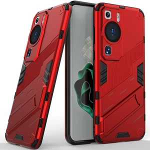 Huawei P60 / P60 Pro Için Sert Pc Tpu Hibrit Düşme Önleyici Stand Telefon Kılıfı - Kırmızı (Yurt Dışından)