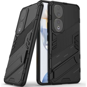 Honor 90 Için Sert Pc Tpu Hibrit Düşme Önleyici Stand Telefon Kılıfı - Siyah (Yurt Dışından)