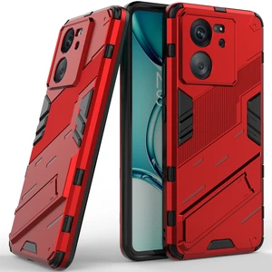 Xiaomi 13T/13T Pro/redmi K60 Ultra Için Sert Pc Tpu Hibrit Düşme Önleyici Stand Telefon Kılıfı - Kırmızı (Yurt Dışından)