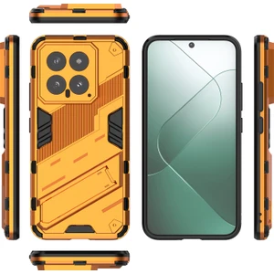 Xiaomi 14 Için Sert Pc Tpu Hibrit Düşme Önleyici Stand Telefon Kılıfı - Turuncu (Yurt Dışından)