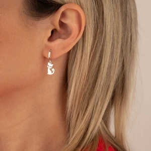 Dkmn Silver 925 Ayar Gümüş Sallantılı Kedili Küpe