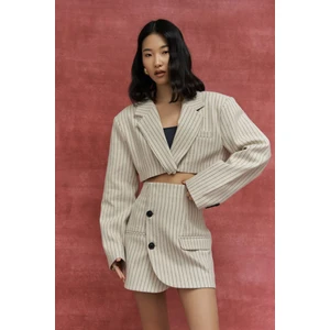 Mai Collection Elegant Bej Ceket-Etek Takım