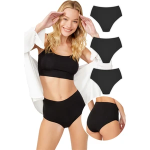 Yüksek Bel Basic Lazer Kesim Bikini Külot 3'lü Paket - 5