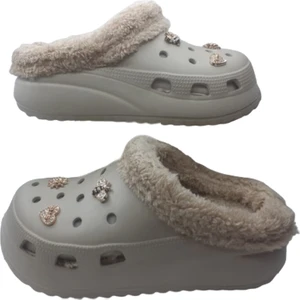 Kadın Taşlı Bej Içi Peluş Eva Terlik AKB320-110