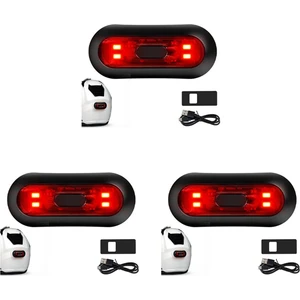 3x LED Kask Işık, Motosiklet Kask Fren Lambası Şarj Edilebilir Bisiklet Arka Kırmızı Güvenlik Uyarı Işığı Gece Sürüş Için (Yurt Dışından)