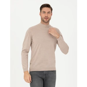 Pierre Cardin Erkek Taş Slim Fit Yarım Balıkçı Yaka Yün Karışımlı Basic Triko Kazak 50270055-VR049