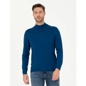 Pierre Cardin Erkek İndigo Slim Fit Yarım Balıkçı Yaka Yün Karışımlı Basic Triko Kazak 50270055-VR106