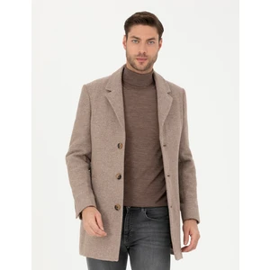 Pierre Cardin Erkek Kahverengi Yün Karışımlı Ekstra Slim Fit Kaşe Kaban 50284099-VR029