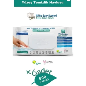 Deep Fresh Iz Bırakmaz Yüzey Temizleme Havlusu Karbonat & Beyaz Sirke 100 Yaprak 6 Adet
