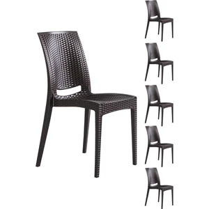 6 Adet Rattan Kahve Sandalye / Balkon-Bahçe-Teras