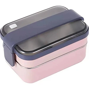Bento 1200ML Çift Renk Lunchbox Yeni Koleksiyon 2 Katlı Çelik Sefer Tası Yemek Kutusu