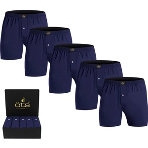 Erkek %100 Pamuklu Boxer 5'li Set Düğmeli, Rahat Kalıp, Yüksek Kaliteli, Premium Özel Siyah Kutusunda, İç Giyim, Çamaşır