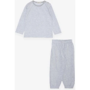 Erkek Çocuk Pijama Takımı Basic 1-3 Yaş, Açık Gri Melanj