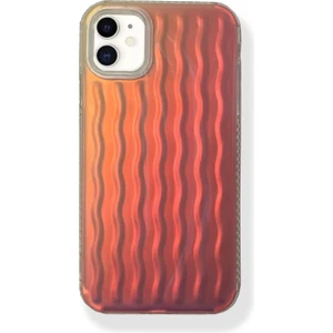 Aplle iPhone 13 Dalgalı Kabartmalı Silikon Wave Telefon Kapak Turuncu