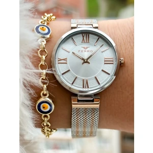 Marka Yeni Sezon Rose/gümüş, Çelik Hasır Kordon, Kutusunda Kadın Kol Saati+Bileklik