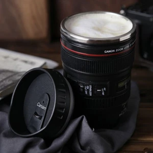 MR Shopping Mr Kamera Lens Görünümlü Objektif Paslanmaz Çelik Uzun Süre Sıcak/soğuk Muhafaza 330 ml Çelik Termos Kupa