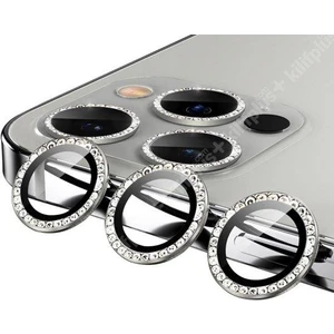 Iphone 12 Pro Max  Taşlı Kamera Lens Koruyucu Çerçeveli Koruyucu
